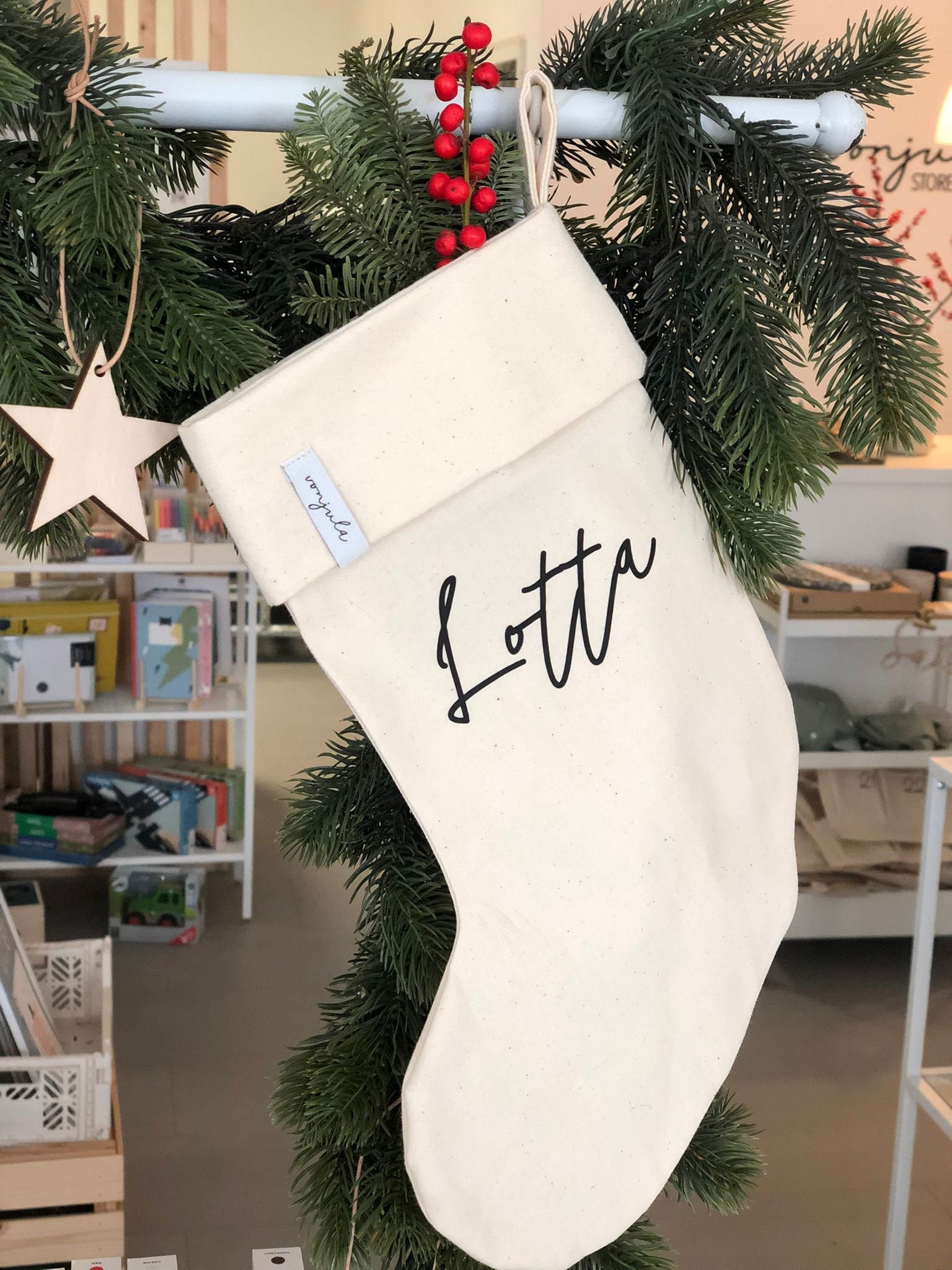 Weihnachtsstrümpfe Set - 12 Stück Rote Vlies Strümpfe Mit Goldenem Rand