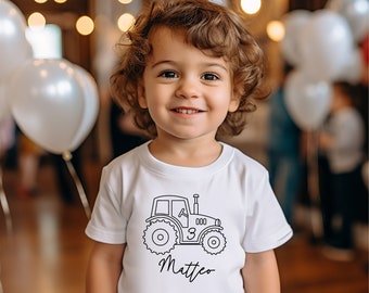 T-shirt tracteur avec nom et numéro I chemise enfant I anniversaire