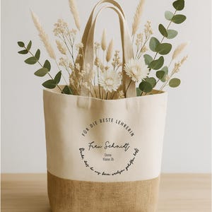 Geschenk für Lehrkräfte I Geschenktasche Jute Abschiedsgeschenk für Lehrerin, Lehrerin mit Herz Tasche Geschenk für Erzieher/in Kitabschied