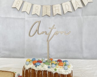 Cake topper personnalisé avec nom (et numéros) I Cake topper cake plug en bois anniversaire baptême mariage personnalisé