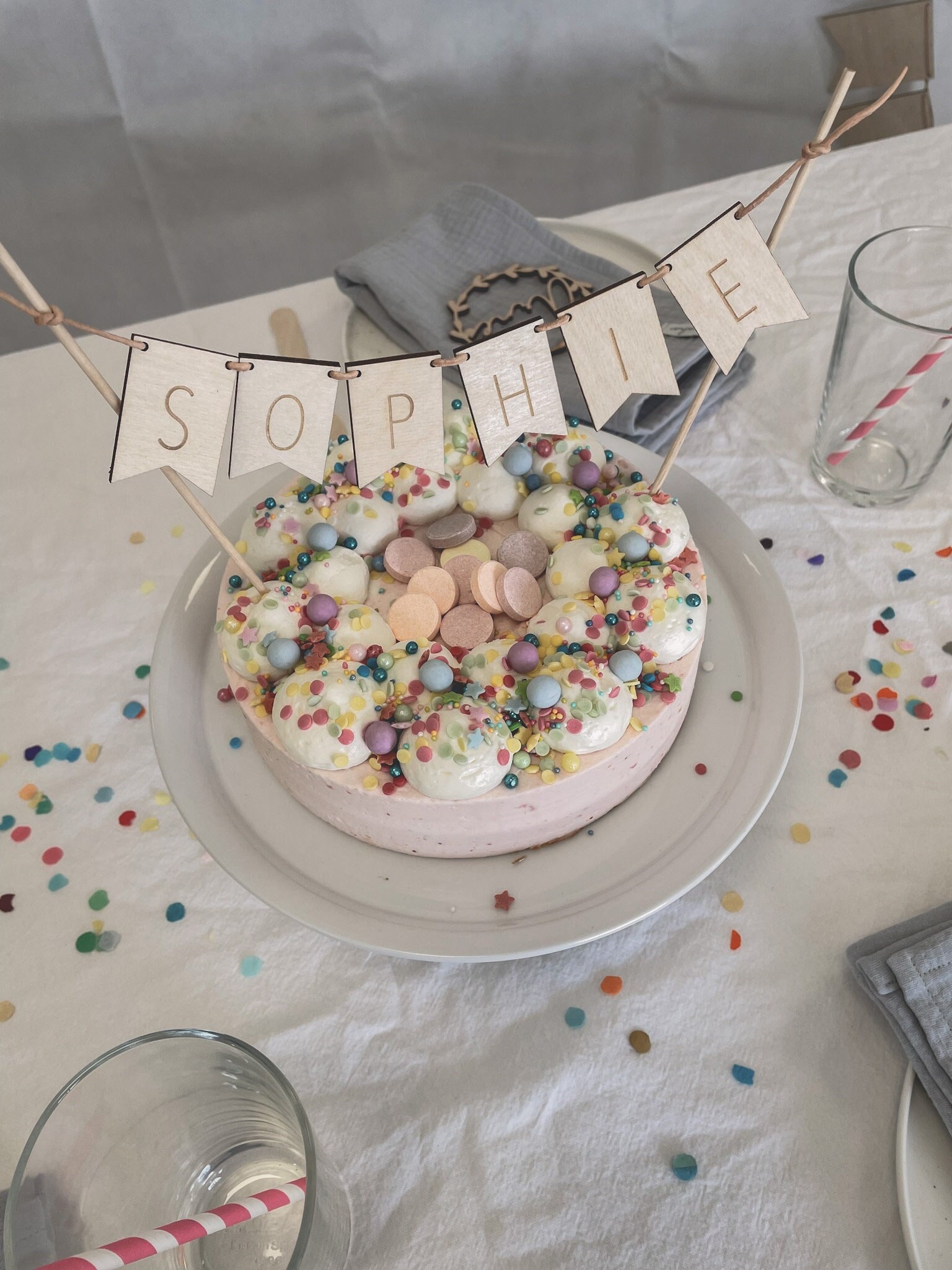 Personalized Wooden Cake Topper Garland With Name | Birthday