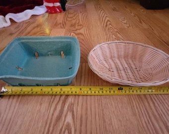 Gift Basket Add-On, Choice of 2 empty baskets for easy gift-giving. 8" Blue produce-style square basket or 9" tan oval woven plastic option