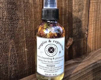 Aura Cleansing and Protection Room & Body Spray for Positive Energy - 2 or 4 oz Spray made with distilled water, alcohol and essential oils