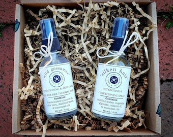 Haircare Beauty Box - Your Choice of 2 All-Natural Conditioning, Texturing, or Anti-frizz Hair Sprays in 2 oz (60ml) glass bottles