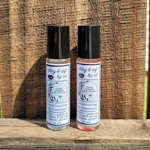 Softening Lip Oil, 5 or 10 ml. Conditioning lip treatment w/vitamin E & glycerin; choice of coconut, sweet almond, castor, jojoba oils