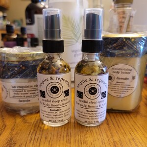 Restful Sleep Relaxing Bedtime Body, Bed & Room Spray - 2 or 4 oz. Made w/ distilled water, alcohol, vegetable glycerin, and essential oils image 2