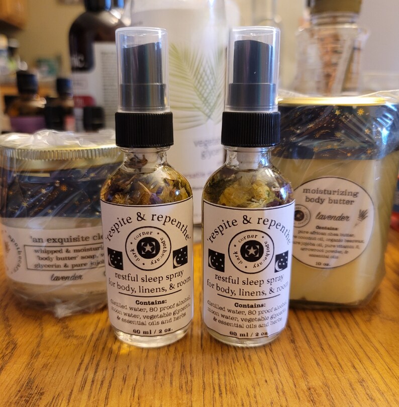 Restful Sleep Relaxing Bedtime Body, Bed & Room Spray - 2 or 4 oz. Made w/ distilled water, alcohol, vegetable glycerin, and essential oils image 2
