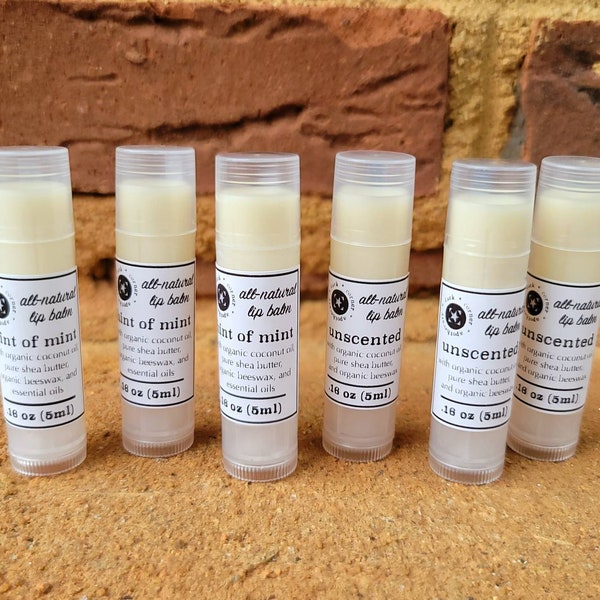 All-natural Beeswax & Shea Butter Lip Balm in a tube - Made with Organic Coconut Oil for soothing and moisturizing lips