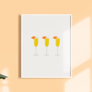 Mimosa Printable Wall Art / Cocktail DIGITAL Wall Decor / Minimalist kitchen  decor / Bar cart decor / Mimosa Glasses Art / Champagne Decor