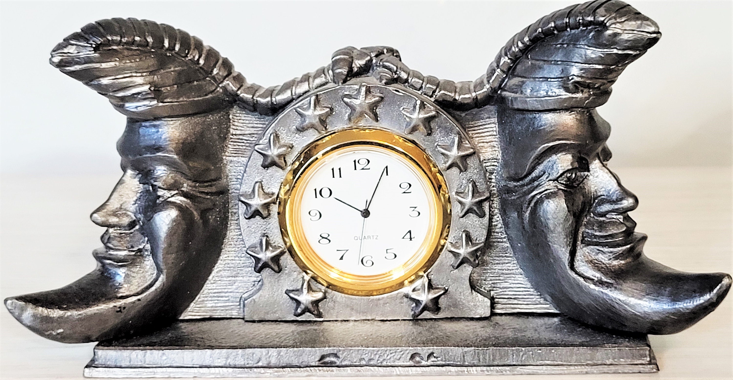 Vintage Ricker Pewter Clock 1995 Sleeping Man in the Moon / - Etsy