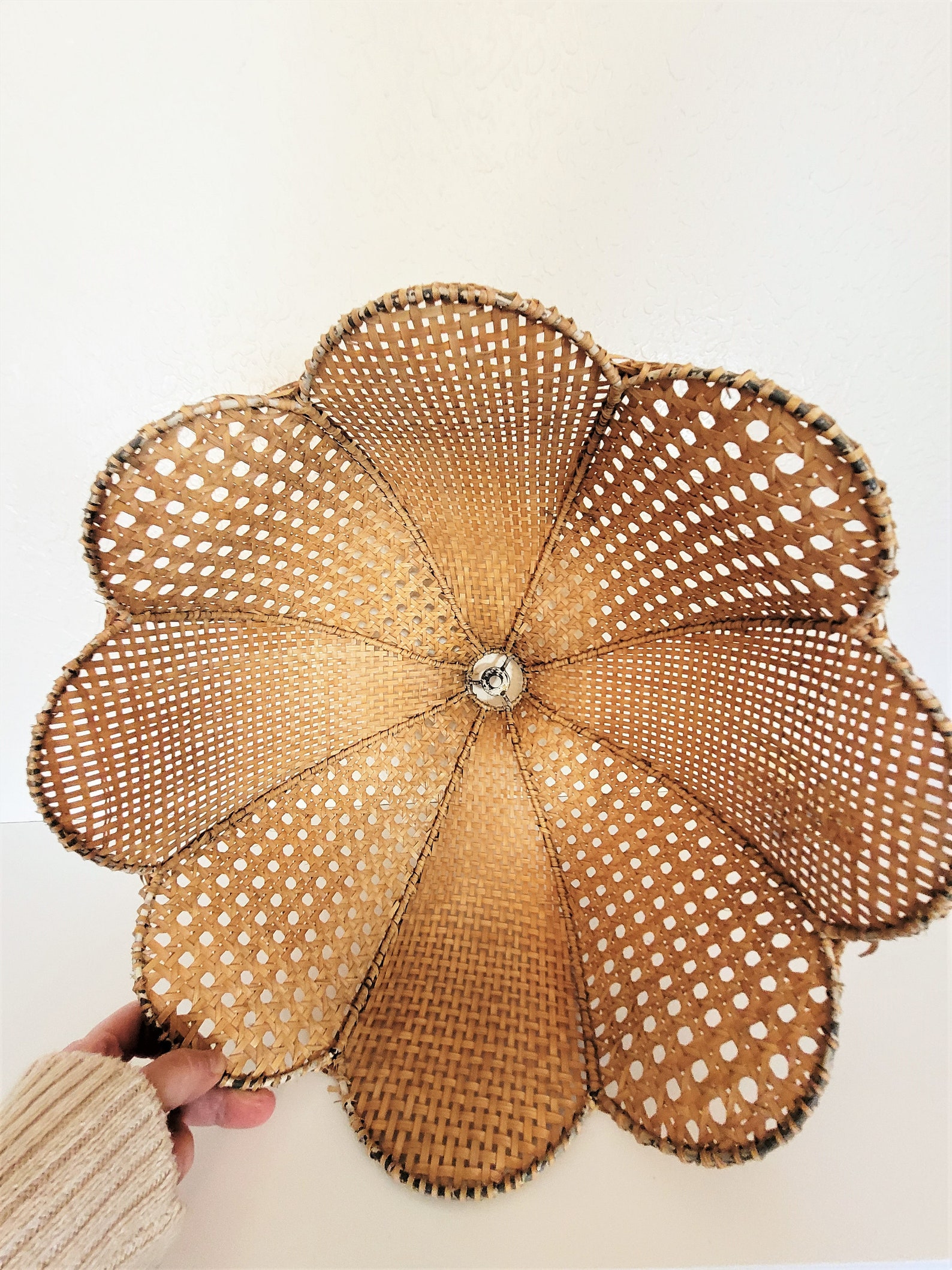 RARE Cane Table Lamp w/ Umbrella Shade / 1970s Hippie Style Etsy