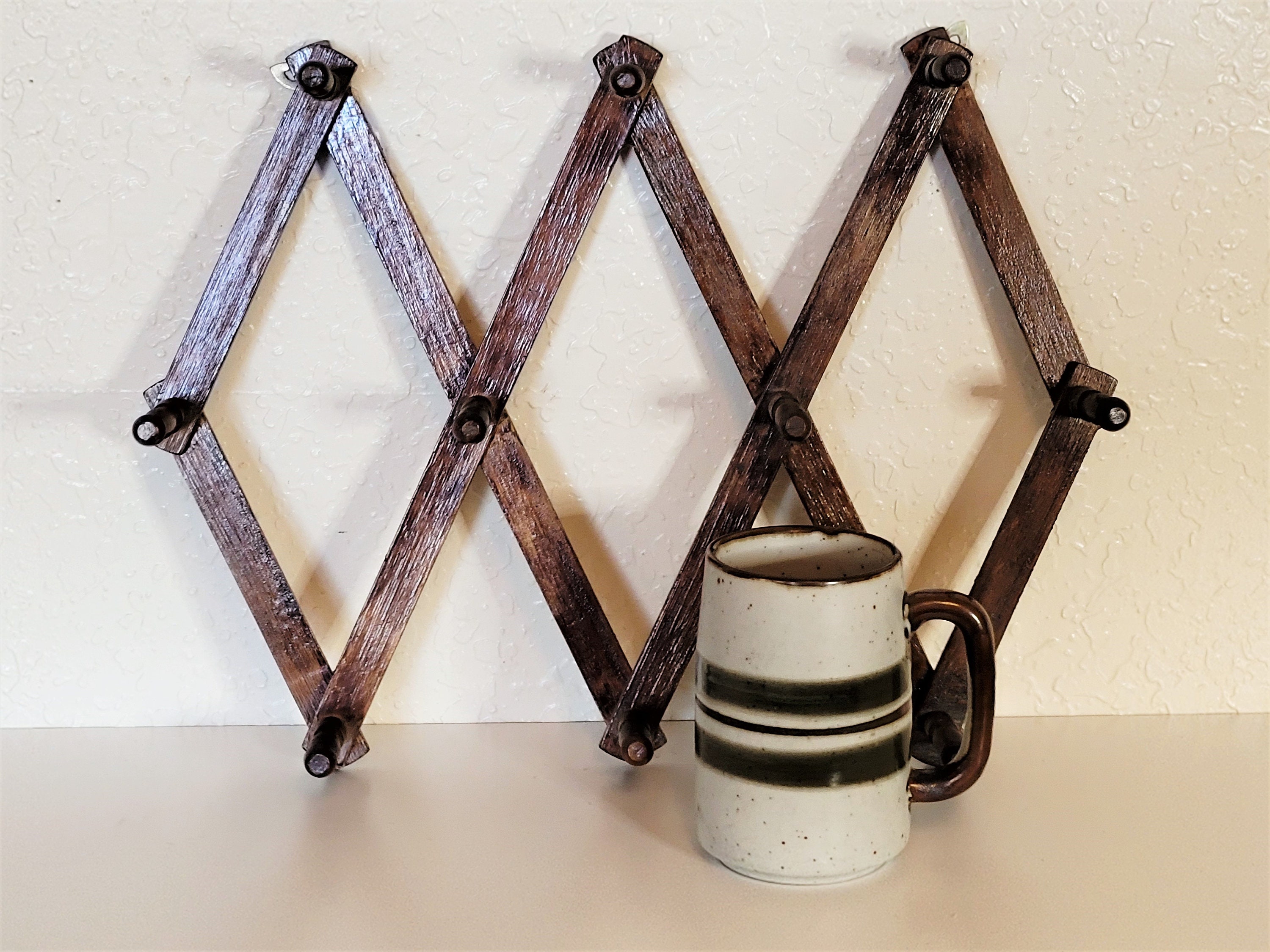Accordion Peg Rack / Wooden Adjustable Mug Rack / Hat / Etsy