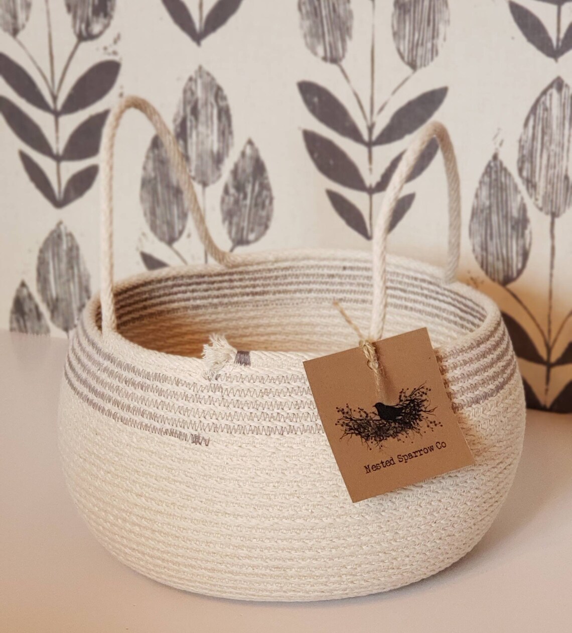 Cotton Rope Basket with rounded shape Etsy