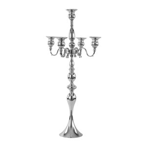 74-0387 Silky Silk 5 Arm Metal Candelabra| Candelabra For Wedding Table centerpieces | Dinning room Decorations| Living room & Home Decor.