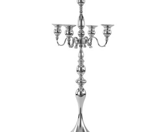 74-0387 Silky Silk 5 Arm Metal Candelabra| Candelabra For Wedding Table centerpieces | Dinning room Decorations| Living room & Home Decor.