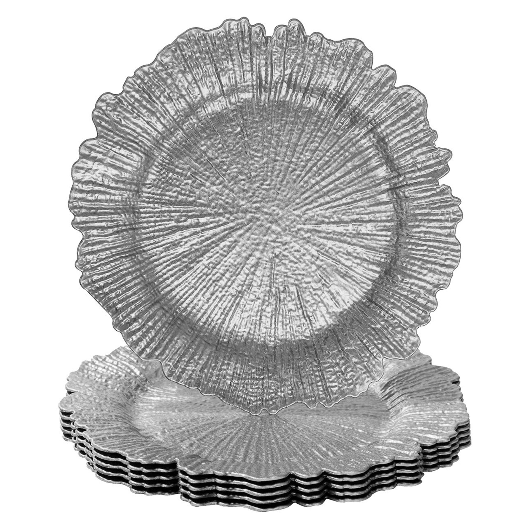 Round 13 Charger Plates, Plastic Reef Plate Chargers for Dinner Plates, Event, Wedding Decor ...
