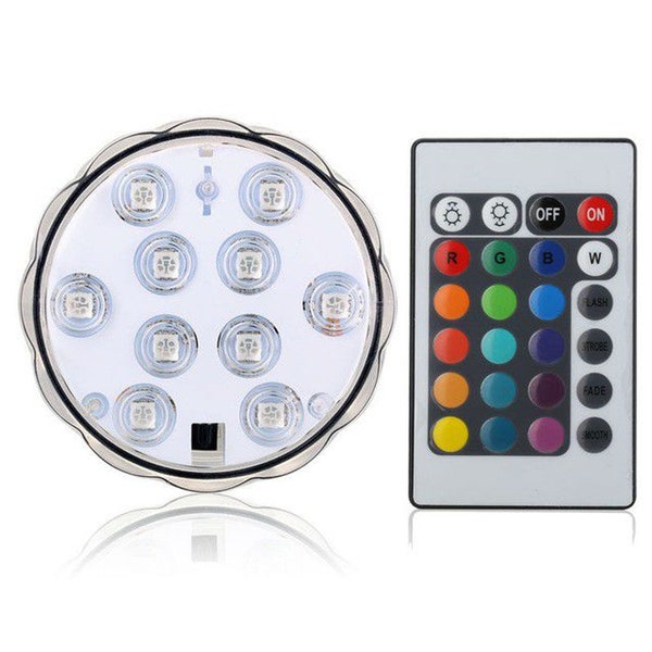 75-1114 Silky Silk 2.75" Submersible 10 LED Remote Control Light Base| Multi Color| Pool Lights| Christmas Birthday Parties| Table Decor.