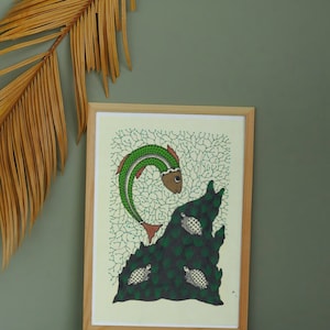 Serenade of the Depths: Fish Gliding with Turtles | Gond Art Painting