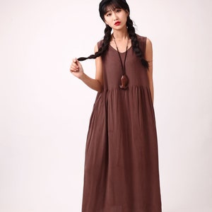 Summer Cotton Dress Soft Casual Loose Tunics Sundress Sleeveless Robes Maxi Dresses Customized Dress Plus Size Clothing Linen image 1