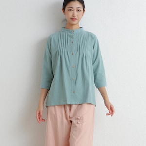 Women&#39;s Summer Cotton Tops 3/4 Sleeves Blouse Casual Loose Kimono Customized Shirt Top Hand Made Plus Size Clothes Linen