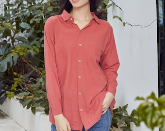 New Spring Cotton Tops Long Sleeve Shirt Dresses Buttons Tunics Loose Blouse Customized Dress Plus Size Clothing Linen