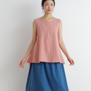 Summer Cotton Tops Shirt Sleevesless Blouse Irregular Casual Loose Kimono Customized Shirt Top Plus Size Clothes Linen image 1