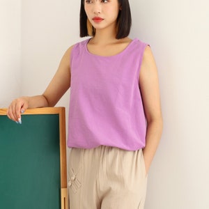 Cotton Linen Tank Top Blouse Shirt Linen Camisole Handmade Clothing For Women Top Hand Made Plus Size Clothes Linen