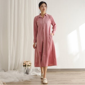 Frauen weiches Cord Kleid Shirt Samt Kleid Langarm-Cardigan Party Kleid Midi Kleid anpassen Kleid plus Größe Frühling Winter Herbst Mantel