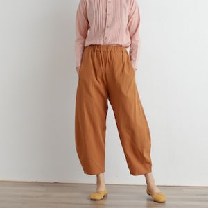 Summer Women Elastic Waist Cotton Pants Soft Casual Loose Boho Trousers Wide Leg Pant Customized Plus Size Pants Linen Spring Pant