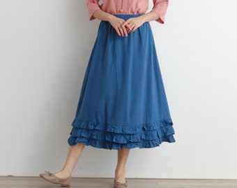 Winter Heavier Fabric Skirt Fall Skirt Warm Skirts Thicker Cotton Skirt Midi Skirt Outwear Loose Skirt XS-6XL (HandMade Custom Plus Size)