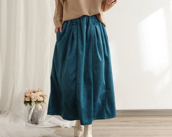 Corduroy Skirt Elastic waist Skirts soft Velvet Skirt for women Party Skirt Loose Midi Skirt Custom Plus Size Skirt Spring Winter Fall Skirt