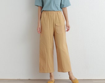 Summer Women Pant Elastic Waist Cotton Pants Soft Casual Loose Boho Trousers Wide Leg Pant Customized Plus Size Pants Linen Spring Pant
