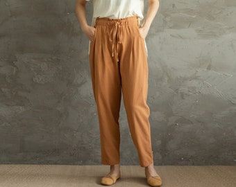 Winter Fall Cotton Thicker Warm Pant Women Elastic Waist Pants Soft Casual Loose Boho Trousers Baggy Pant Customized Plus Linen Pants