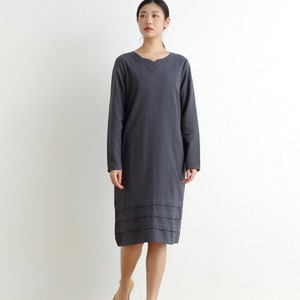 New Spring Cotton Dress Soft Casual Loose Dress Tunics Long Sleeves Robes Knee Dresses Customized Dress Plus Size Clothing Linen image 2