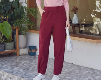 Winter 100%Cotton Corduroy Pant Elastic Waist Pants Warm Thicker Trousers Casual Loose Baggy Long Pant Customized Tailored Plus Pant Fall