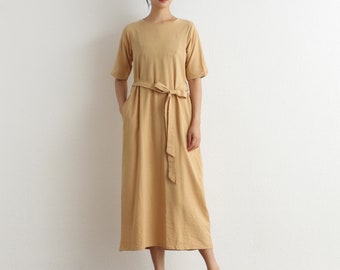 Summer Dress Soft Cotton Dress Casual Loose Robes Half Sleeves Shift Dress Boho Maxi Dresses Customize Dress Plus Size Clothing Linen dress