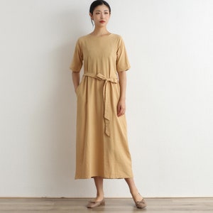 Summer Dress Soft Cotton Dress Casual Loose Robes Half Sleeves Shift Dress Boho Maxi Dresses Customize Dress Plus Size Clothing Linen dress