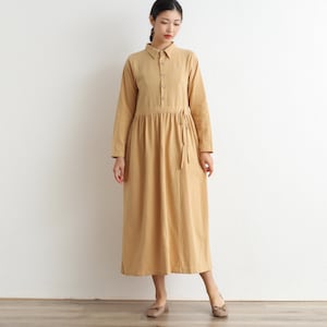 Frauen Baumwolle Business Shirt Casual Lose Roben Lange Ärmel Etuikleid Boho Maxi Kleider Kundenspezifisches Kleid Plus Size Kleidung Leinen