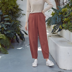 Summer Women Elastic Waist Cotton Pants Soft Casual Loose Boho Trousers Wide Leg Pant Customized Plus Size Pants Linen Spring Pant