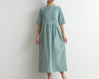 Women Cotton Dress Shirt Soft Casual Loose Robes Half Sleeves Dress Tunics  Maxi Dresses Customized Dress Plus Size Clothing Linen dress