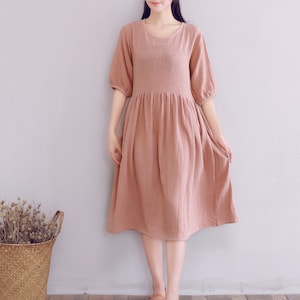 Clearance Summer Dress Cotton Dress Casual Loose Short Sleeves Dress Soft Homewear Lightweight Dress