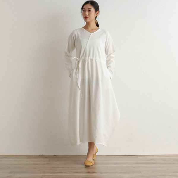 Winter schwerer Baumwolle Stoff Kleid Herbst Kleid dicker warmes Kleid mit langen Ärmeln Outwear Kleider Tailored XS-6XL (HandMade Custom Plus Size)