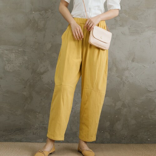 Elastic Waist Cotton Pants Soft Casual Loose Large Size Trousers Wide Leg Pant Customized Plus Size Pants Linen