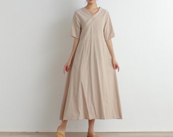 Winter/Autumn Thick Cotton Dress Long Sleeves Dress Linen Dress , I can make it in Heavier fabric