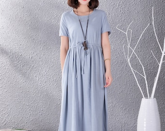 Clearance Summer Dress Cotton Dress Casual Loose Soft Plus size Dresses Maxi Dress Homewear Lightweight Dress