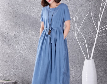 Clearance Summer Dress Cotton Dress Casual Loose Soft Dresses Maxi Dress Lightweight Dress