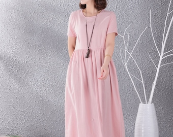 Clearance Summer Dress Cotton Dress Casual Loose Soft Dresses Maxi Dress Homewear Lightweight Dress