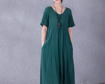 Clearance Summer Cotton Dress Casual Loose Soft Dresses