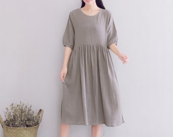 Clearance Summer Cotton Dress Casual Loose Soft Dresses