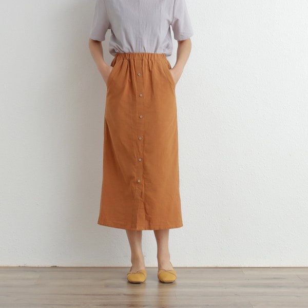Summer Cotton Skirts A-line Pleated Elastic Waist Skirt Flared Casual Loose Maxi Skirts Customized Plus Size Skirt Boho Linen Skirt